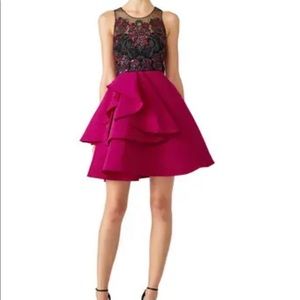 Marchese Notte Fuchsia Embroidered Cocktail Dress